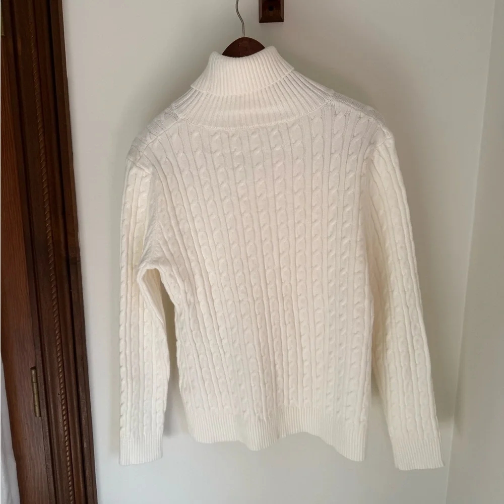 Classic Cream Cable Knit Turtleneck Sweater